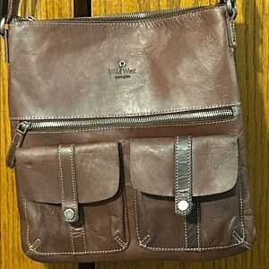 Wild West Los Angeles distressed Brown Leather Crossbody Bag purse